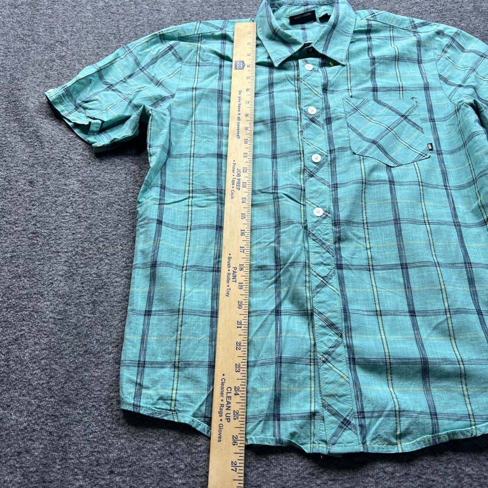 Vans Shirt Mens Small Turquoise Plaid Button Down Short Sleeve Cotton VN-ORTIPBL - Picture 7 of 15